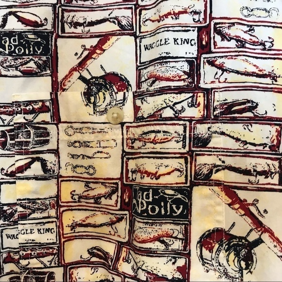 Ivy Crew Explorer Mens Size XL Button Front Shirt Graphic Fish Print 100% Cotton - Picture 5 of 9